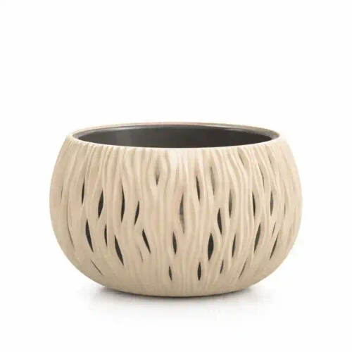 Ghiveci rotund decorativ 20.75L cu inserție – crem DSK480