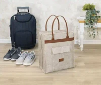 Geantă pentru încălțăminte Felt Styles cu mânere de piele 35X22X40 cm Bej 5