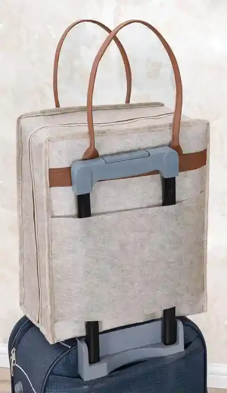 Geantă pentru încălțăminte Felt Styles cu mânere de piele 35X22X40 cm Bej 6