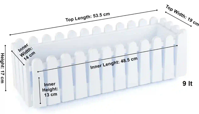 Ghiveci pentru balcon ISTANBUL nr 2 cu separator de drenare apa Alb 2