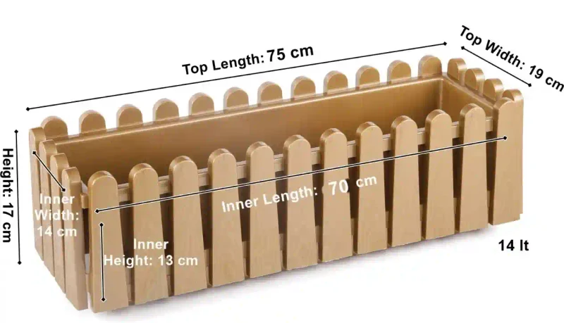 Ghiveci pentru balcon ISTANBUL nr 3 cu separator de drenare apa Auriu 2