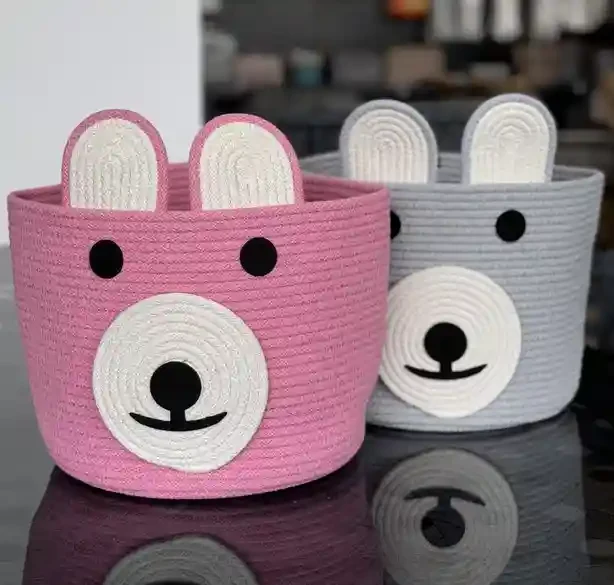 Корзина Teddy Bear овальная из хлопка 25х23 см Розовый 2