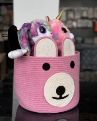 Корзина Teddy Bear овальная из хлопка 25х23 см Розовый