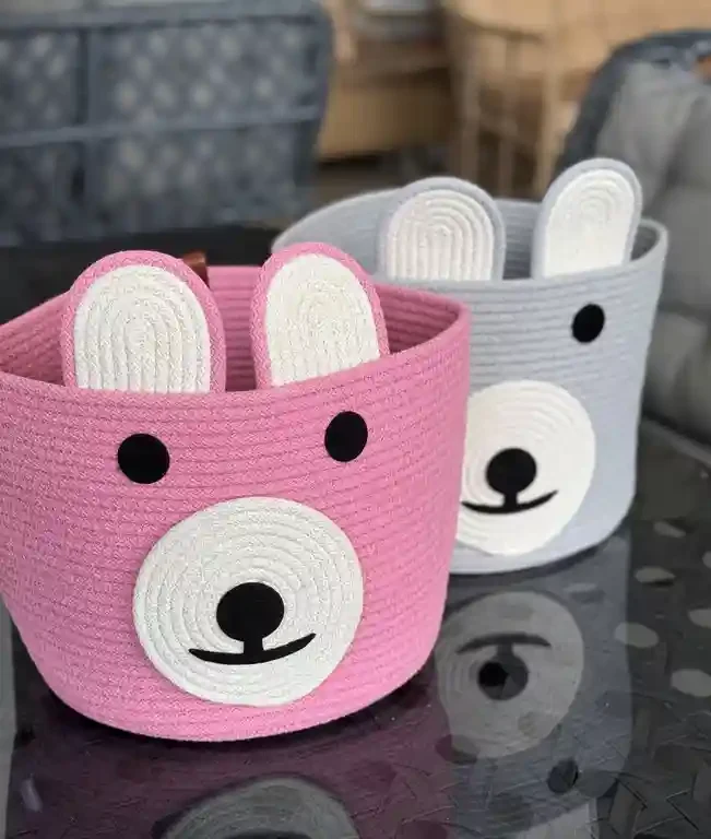 Корзина Teddy Bear овальная из хлопка 25х23 см Розовый 3