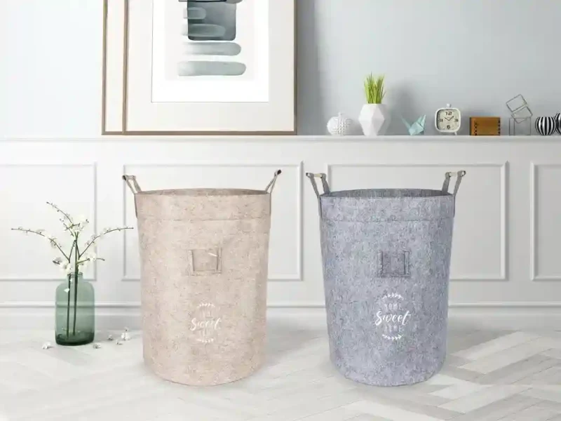 Корзина из фетра с деревянными ручками Серый 3