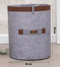 Coș cu curea din piele MEGA 33x25cm Gri 4