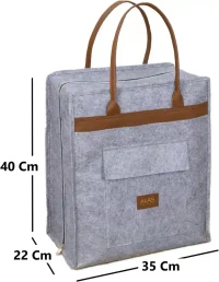 Geantă pentru încălțăminte Felt Styles cu mânere de piele 35X22X40 cm Gri 2