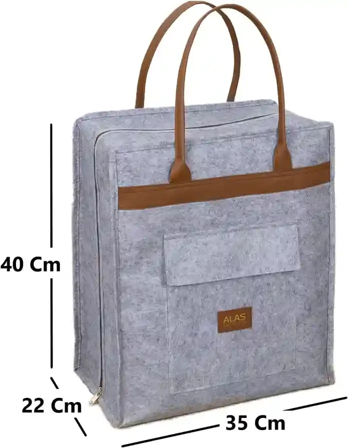 Geantă pentru încălțăminte Felt Styles cu mânere de piele 35X22X40 cm Gri 2