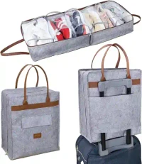 Geantă pentru încălțăminte Felt Styles cu mânere de piele 35X22X40 cm Gri 3