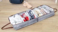 Geantă pentru încălțăminte Felt Styles cu mânere de piele 35X22X40 cm Gri 4