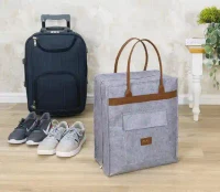 Geantă pentru încălțăminte Felt Styles cu mânere de piele 35X22X40 cm Gri 5