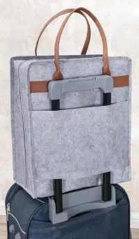 Geantă pentru încălțăminte Felt Styles cu mânere de piele 35X22X40 cm Gri 6