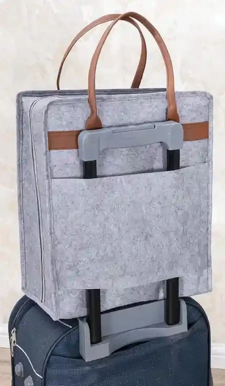Geantă pentru încălțăminte Felt Styles cu mânere de piele 35X22X40 cm Gri 6