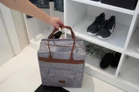 Geantă pentru încălțăminte Felt Styles cu mânere de piele 35X22X40 cm Gri 7