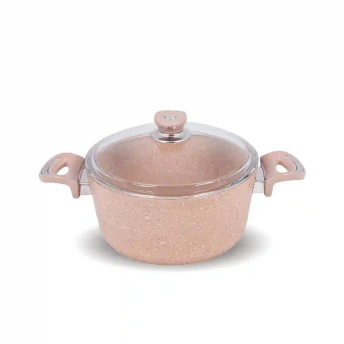 Cratiță adâncă 26 cm+capac, granit LUX Maro