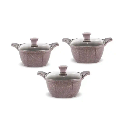 Set 6 buc, cratiţe 18,20,22 cm, granit NIRVANA Mink
