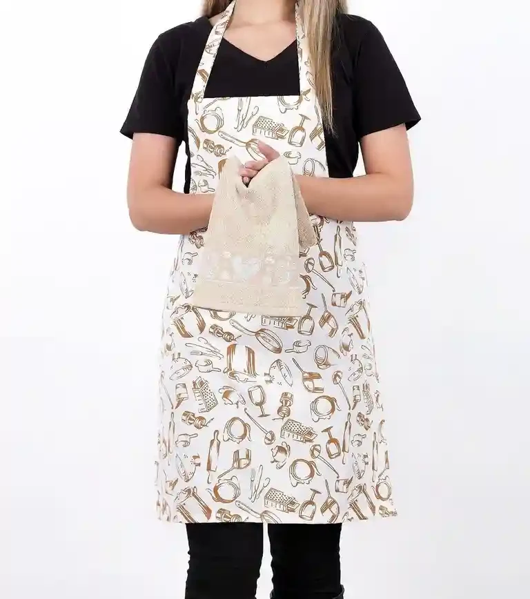 Sort de bucatarie Kitchen Beige cu prosop crem 3