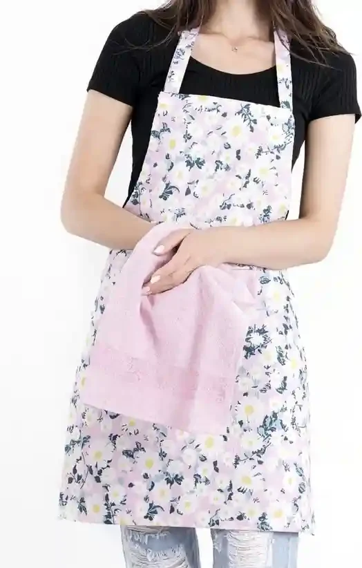 Sort de bucatarie Floral Roz cu prosop roz 2