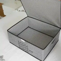 Коробка для хранения с крышкой в стиле фетра 57×41×31 см Серый 2