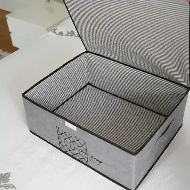 Коробка для хранения с крышкой в стиле фетра 57×41×31 см Серый 2