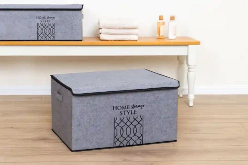 Cutie cu capac MEGA PLUS Felt Style 57x41x31 cm Gri