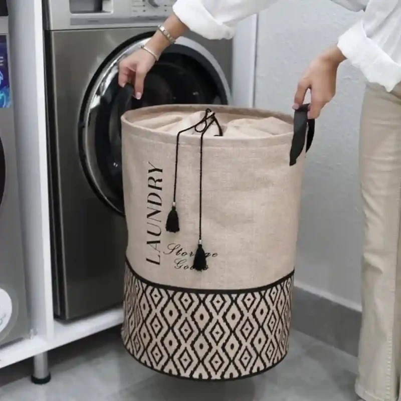 Cos rotund BOHE cu capac cu snur 35x35x50 cm 3