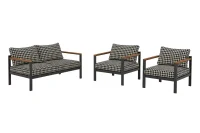 Set de mobilier de grădină MODERN 3 piese Alb & Negru 2