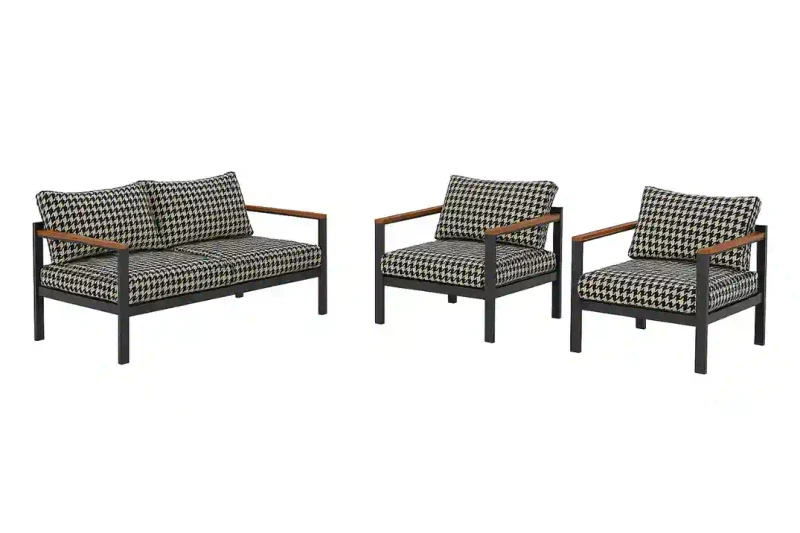 Set de mobilier de grădină MODERN 3 piese Alb & Negru 2