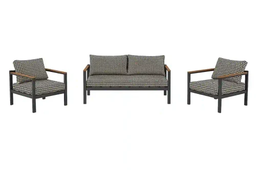 Set de mobilier de grădină MODERN 3 piese Alb & Negru