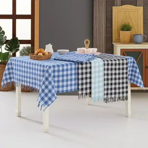 Fata de masa carouri albastru 140×140