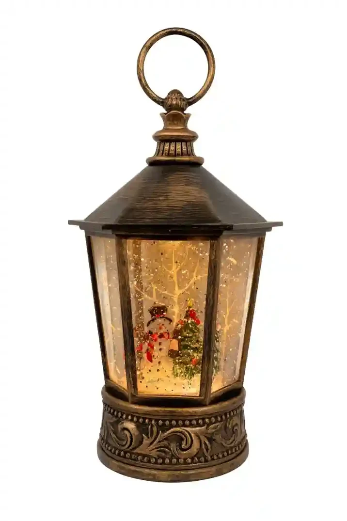 Декоративный рождественский фонарь «Snow Water Lantern» – Снеговик и ёлочка (с подсветкой и музыкой) 2