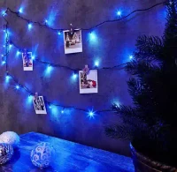 Светодиодная Гирлянда 50 LED, Синяя, 5м, Черный Провод 3
