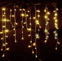 Светодиодная Гирлянда «Дождик», Тёплый Желтый, 90 LED, 8 Нитей 4