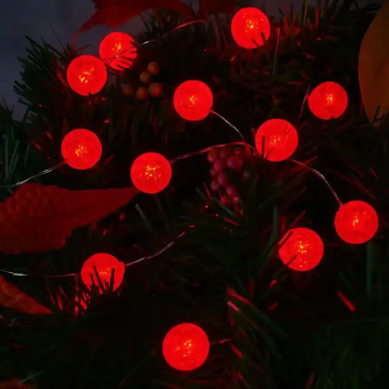 Гирлянда «Дождик» с декоративными шарами, 2.5 м, 100 LED Красный 5