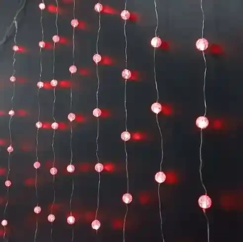 Гирлянда «Дождик» с декоративными шарами, 2.5 м, 100 LED Красный 6
