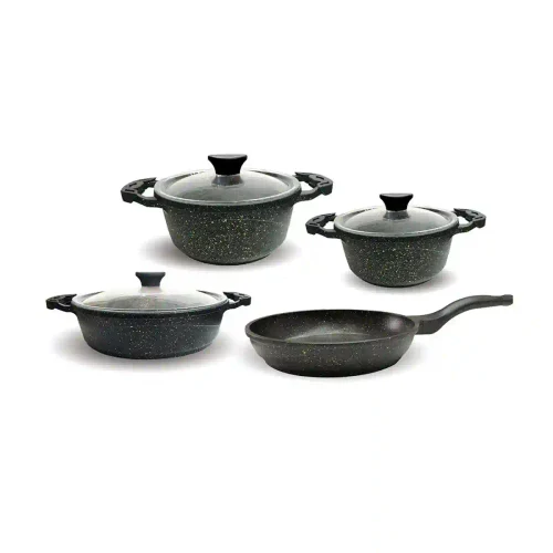 Set 7 buc, cratiţe 20,24,26 cm, tigaie 26 cm, granit
