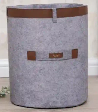 Coș cu curea din piele MAXI 25x23 cm Gri