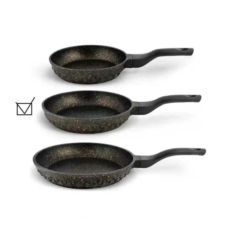 Tigaie 28 cm fără capac, granit, negru 3