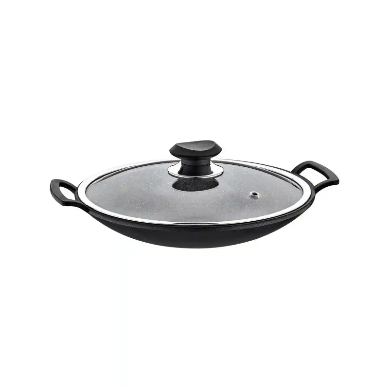Tavă YOREM 34cm+capac, granit, negru 2