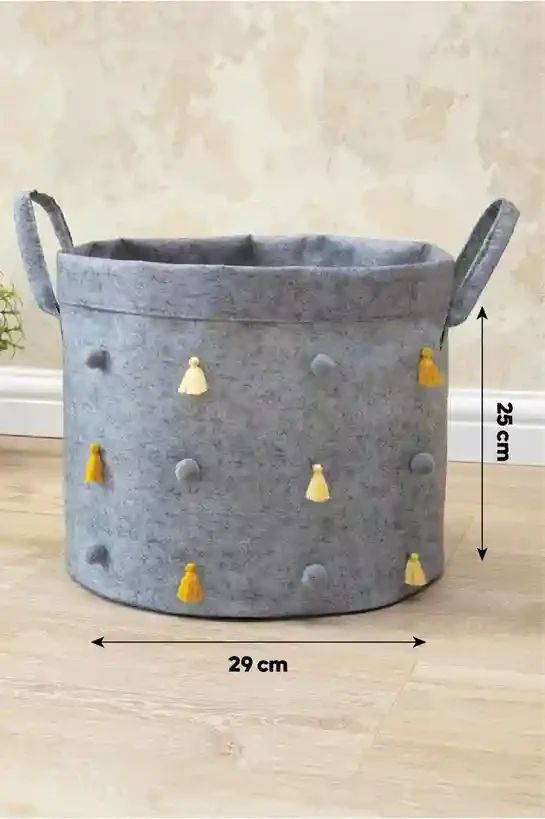Coș decorativ cu pompon MEGA 25x29 cm 2