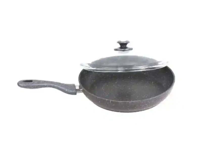 Tigaie 28 cm+capac de sticlă, granit LUX, gri 2