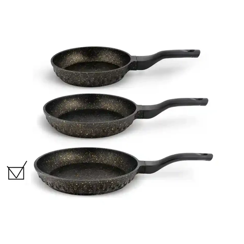 Tigaie 30 cm fără capac, granit, negru 3