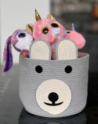 Корзина Teddy Bear овальная из хлопка 25х23 см Серый