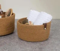 Coș oval decorativ din bumbac 30x21x10 cm 3