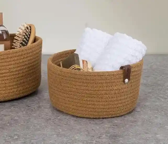 Coș oval decorativ din bumbac 30x21x10 cm 3