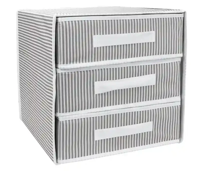 Складной ящик для хранения с 3 выдвижными ящиками 32x32x32 см Серый 2