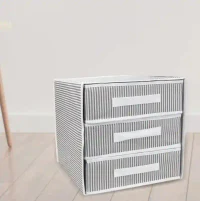 Складной ящик для хранения с 3 выдвижными ящиками 32x32x32 см Серый