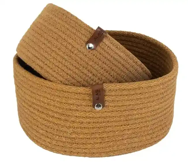 Coș oval decorativ din bumbac 35x22x18 cm 4