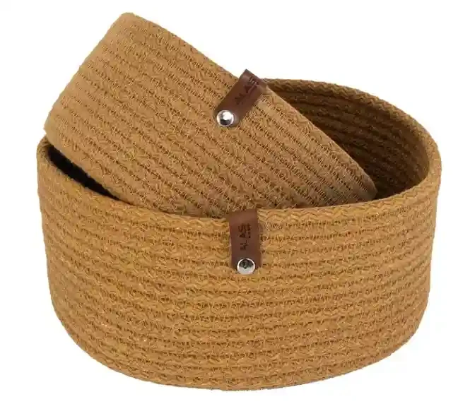 Coș oval decorativ din bumbac 30x21x10 cm 4