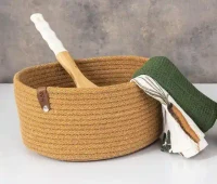 Coș oval decorativ din bumbac 35x22x18 cm 3